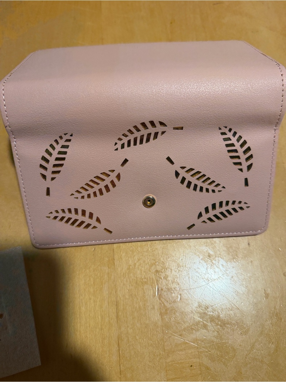 Women's Pink Laser-Cut Leaf Crossbody Bag